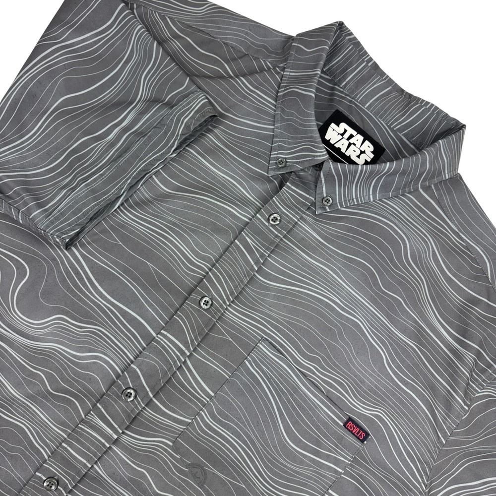 RSVLTS Star Wars Kunuflex Shirt Mens XL Grey Topographic Wave Short Sleeve Top